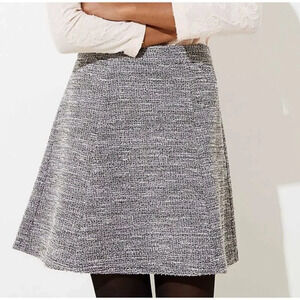 Loft Women's Textured Knit Fit Flare Flirty Skirt Size Small Black White NWT